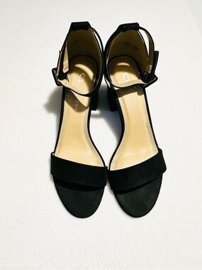 CL by Laundry Black Open-Toe Ankle Strap Heels